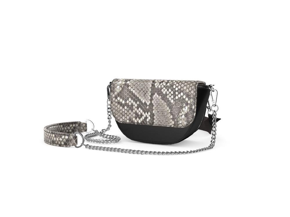 Natural Python Hip Bag With Black Veggie Tanned Body - Zelli Handbags