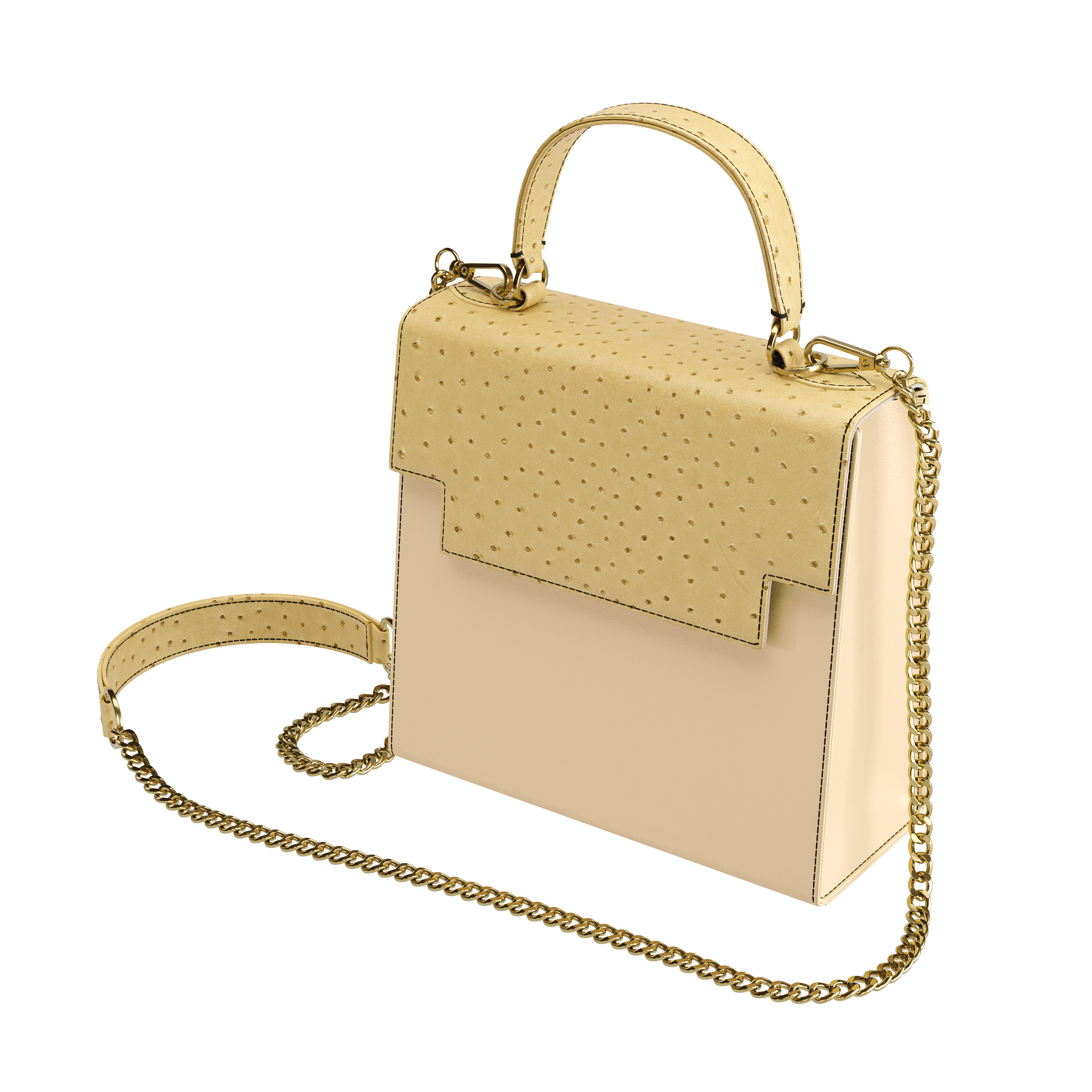 Natural Vegetable Tanned Box Bag With Antique Ostrich Flap - Zelli Handbags