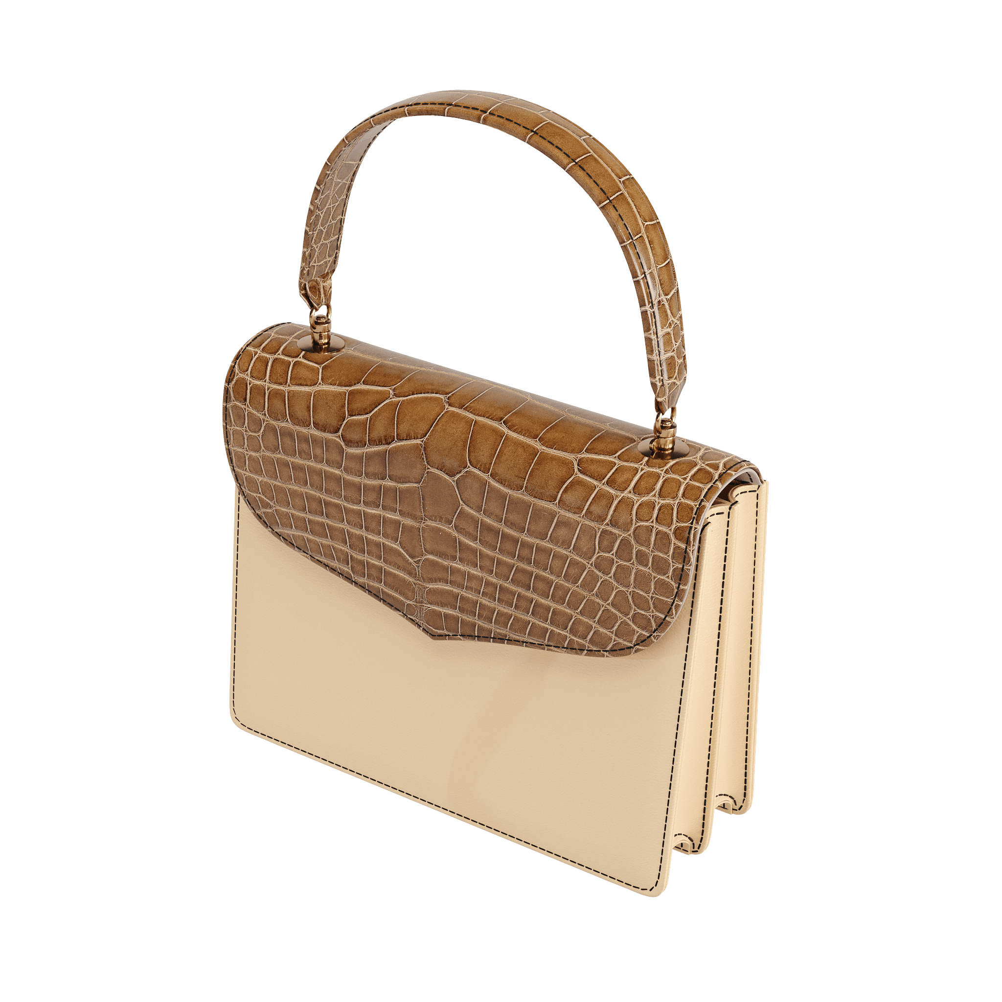 Natural Vegetable Tanned Handbag With Authentic Alligator Flap - Zelli Handbags