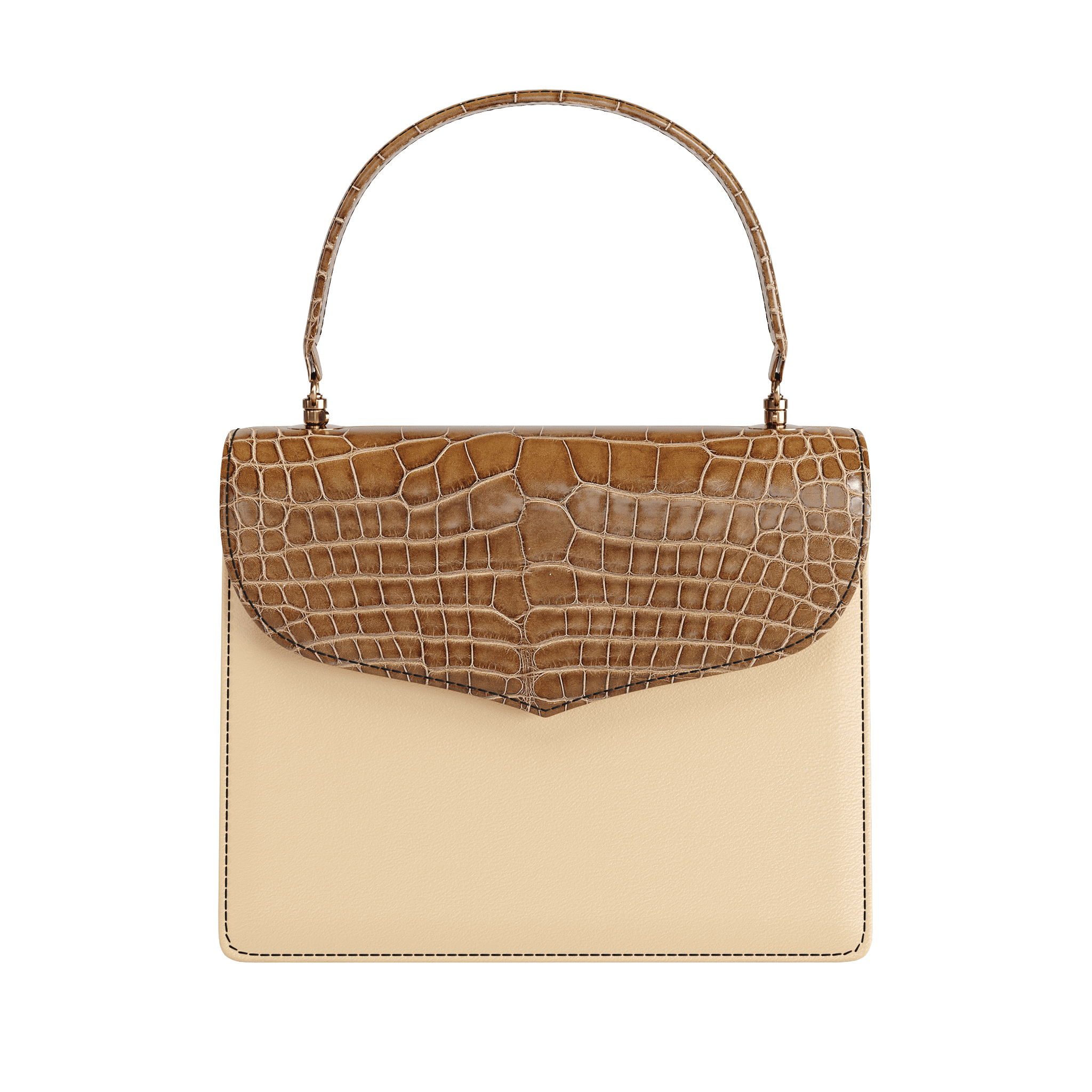 Natural Vegetable Tanned Handbag With Authentic Alligator Flap - Zelli Handbags