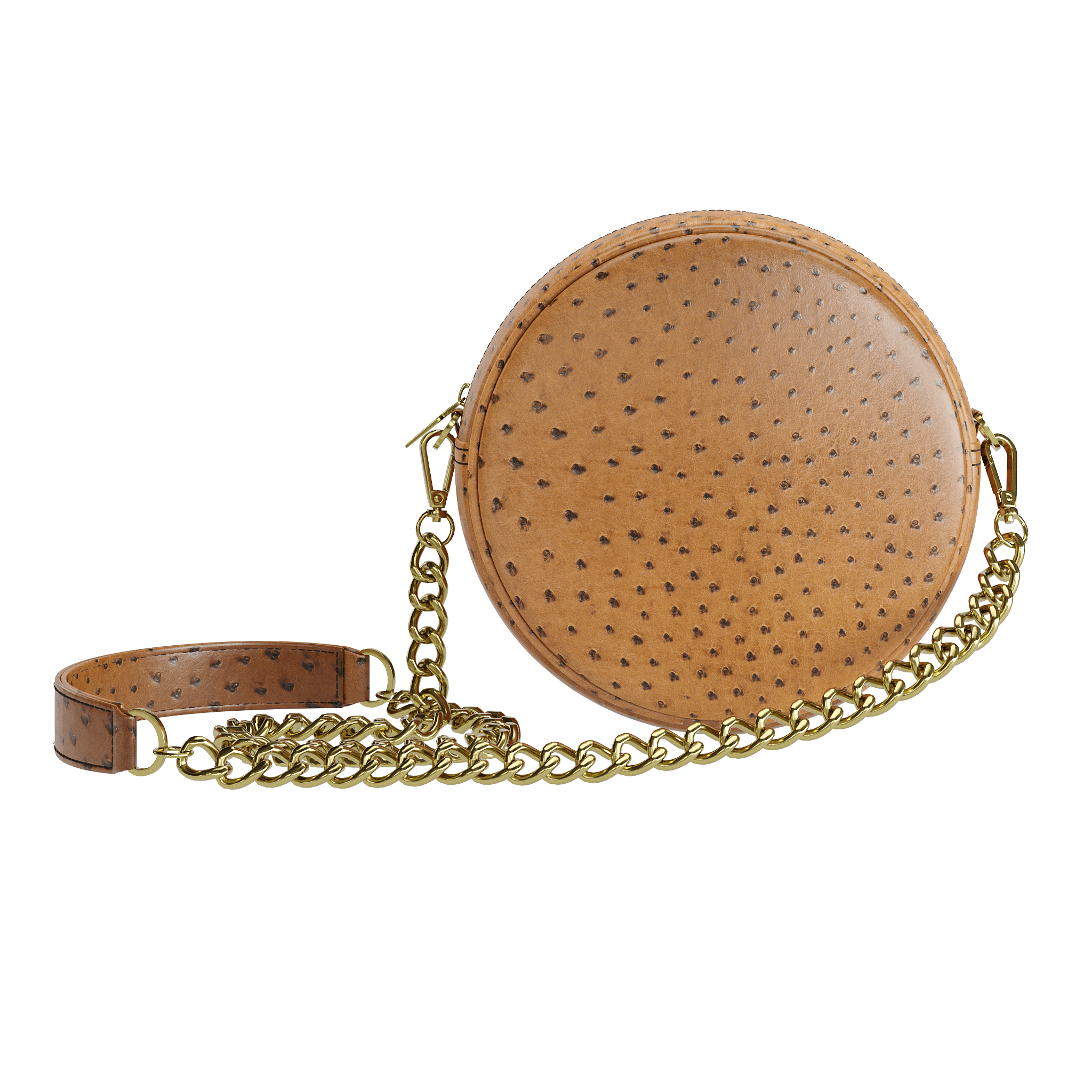 Tobacco Tone Ostrich Canteen Bag - Zelli Handbags