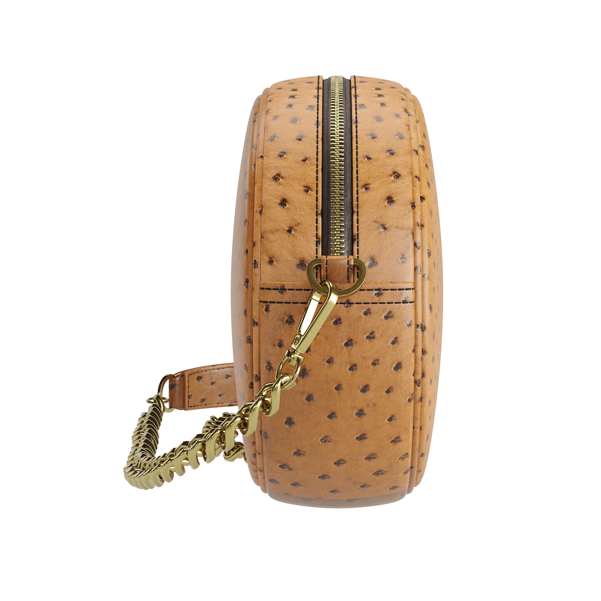 Tobacco Tone Ostrich Canteen Bag - Zelli Handbags