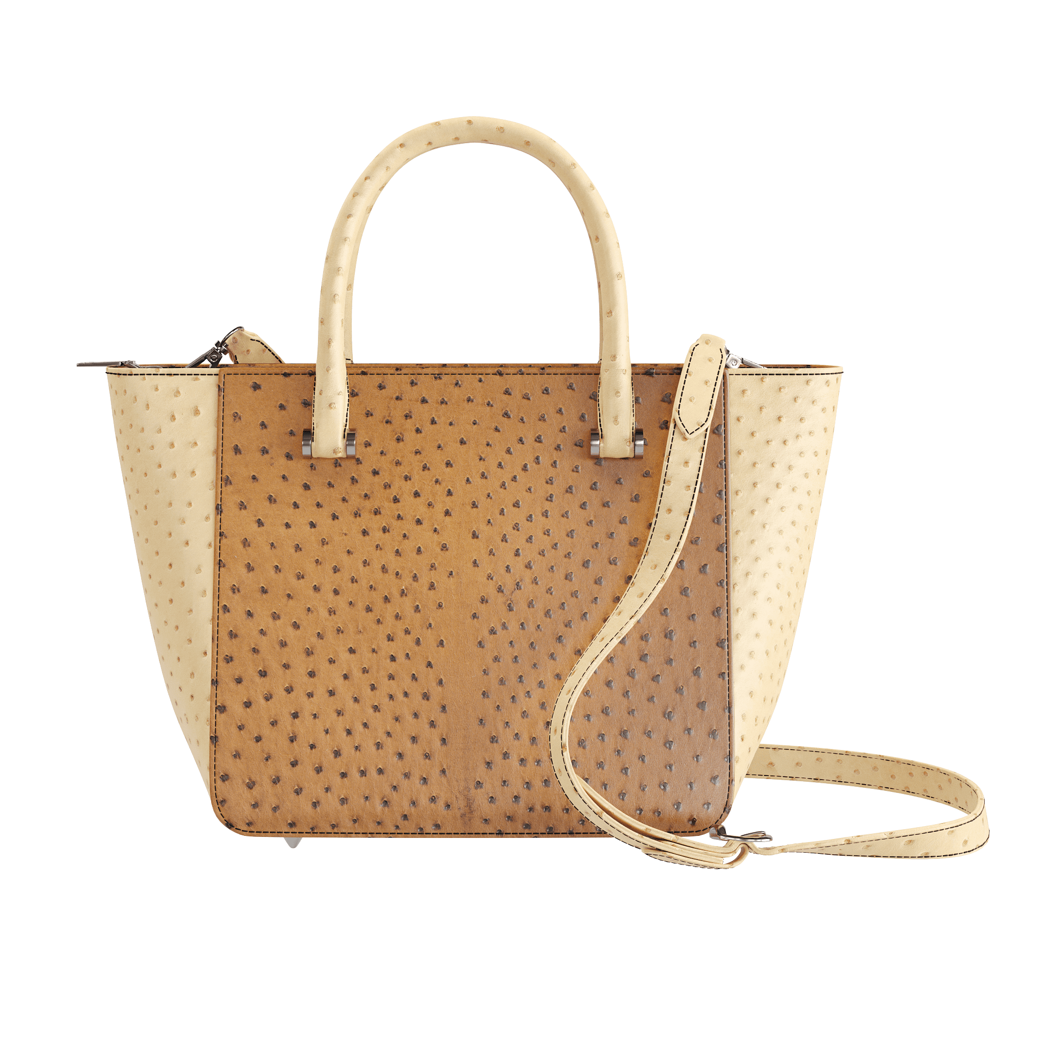 Two Tone Luxury Ostrich Tote - Zelli Handbags