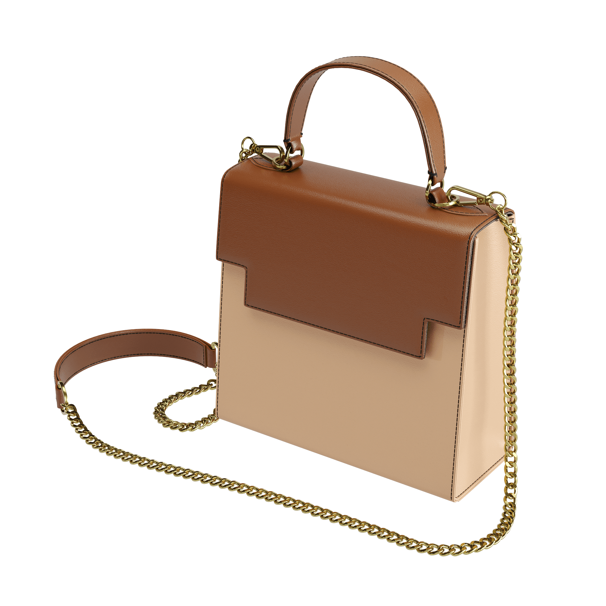 Two Toned Brown Box Bag - Zelli Handbags