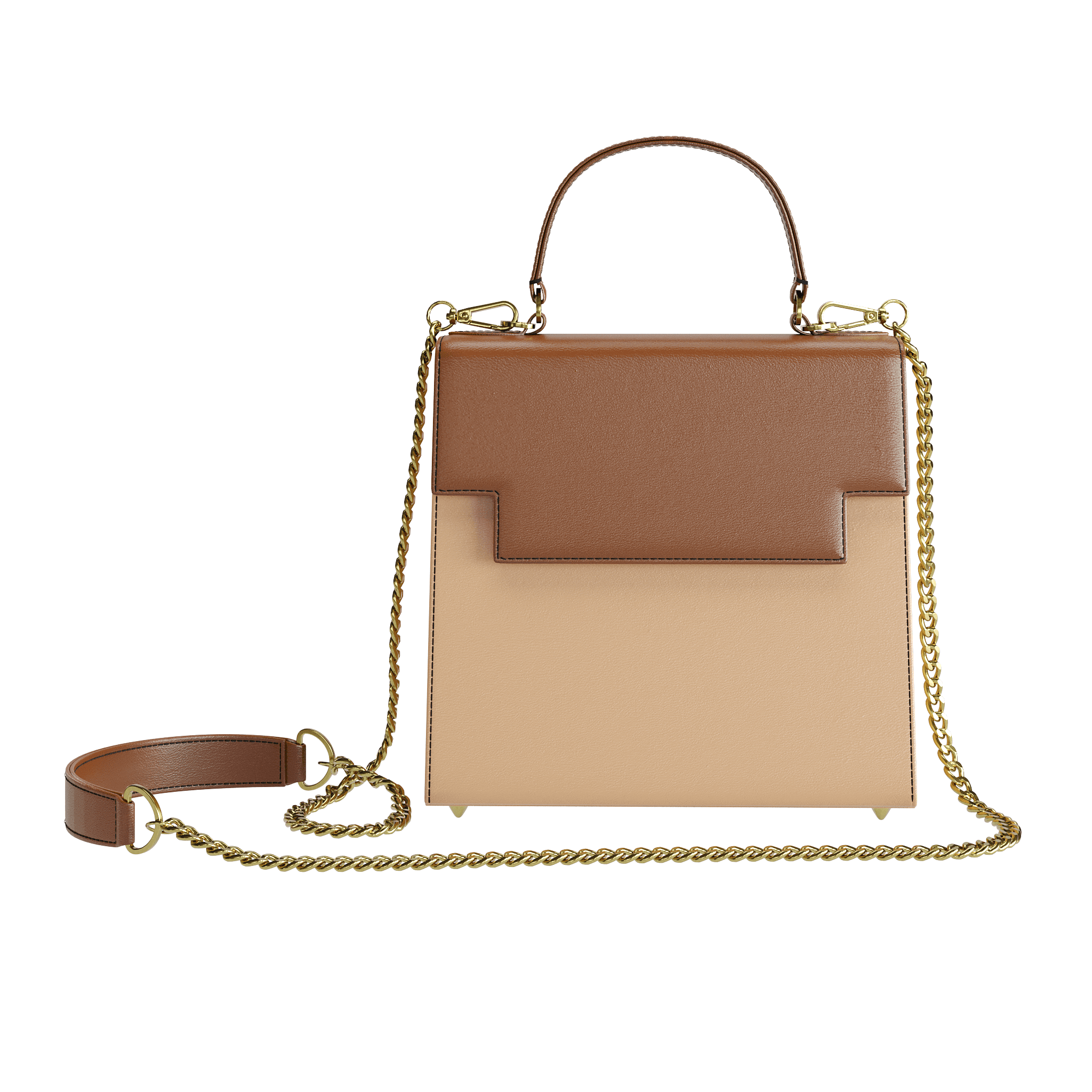 Two Toned Brown Box Bag - Zelli Handbags